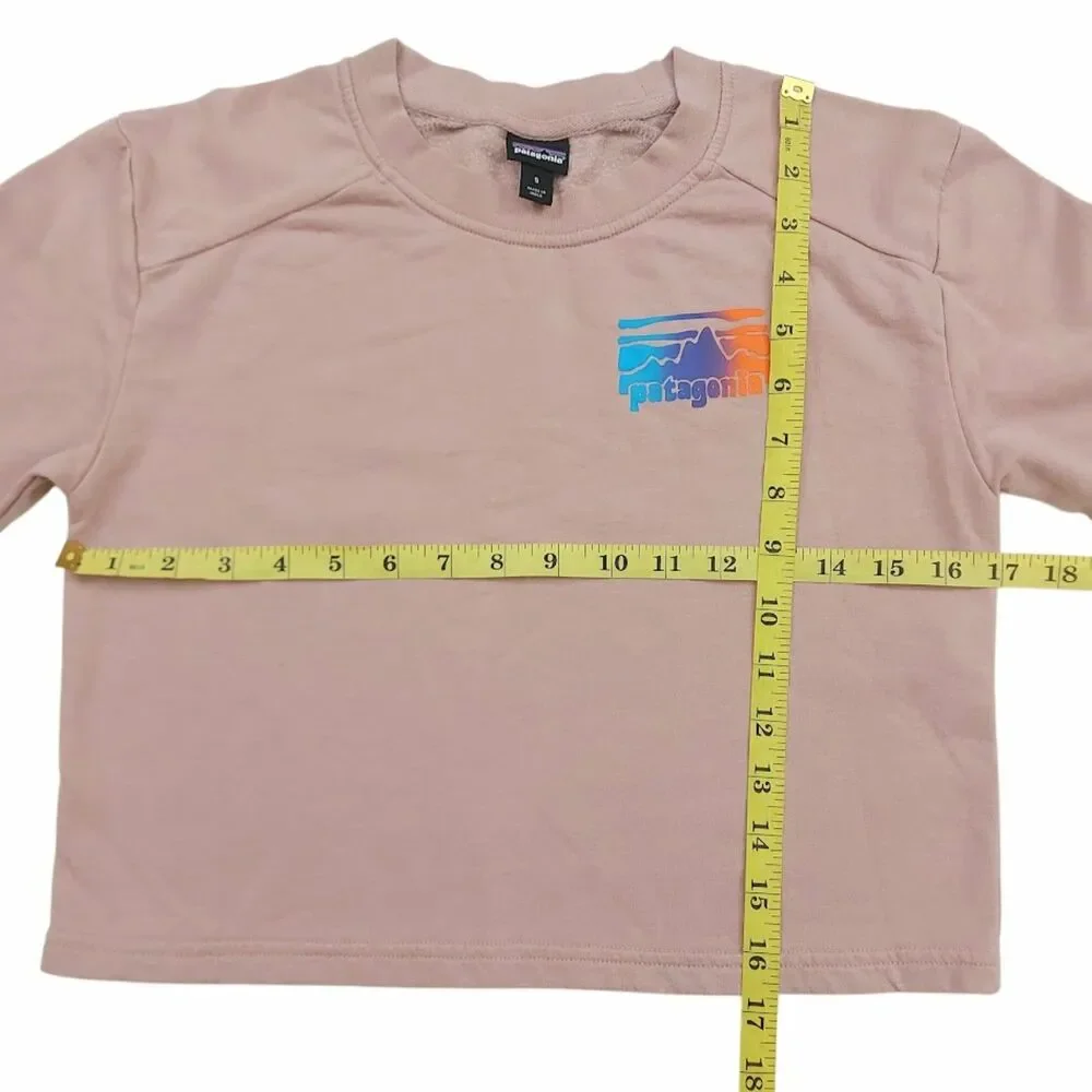 Patagonia Girls Small 6-7 Pink Graphic Crew Sweatshirt Organic Cotton Outdoor